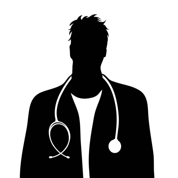 Vektor Silhouette Eines Arztes Mit Mantel Und Stethoskop Auf Weißem — Stockvektor