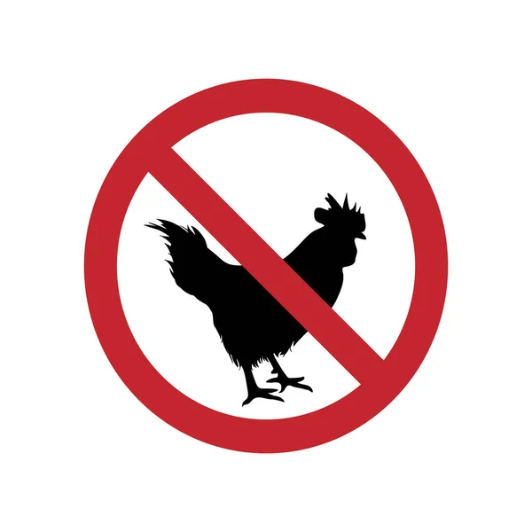 Ilustração Vetorial Marca Proibição Galinhas Fundo Branco Símbolo Animal Vegetariano —  Vetores de Stock