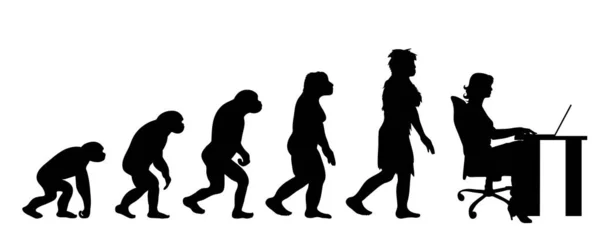 Teoria Dipinta Dell Evoluzione Dell Uomo Silhouette Vettoriale Dell Homo — Vettoriale Stock