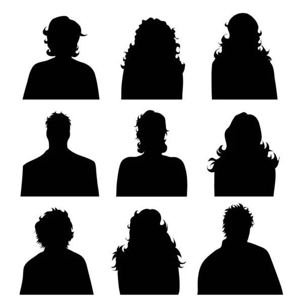 Silhouette Vettoriale Profilo Anonimo Uomo Donna Sfondo Bianco Illustrazione Simbolo — Vettoriale Stock