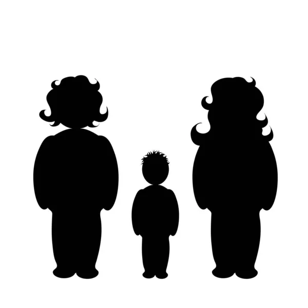 Homosexual Family Child Vector Silhouette White Background Illustration Lesbian Icon — Stock Vector