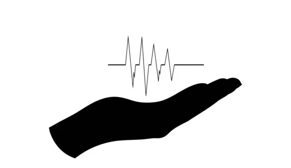 Vektor Silhouette Der Hand Zeigen Puls Auf Weißem Hintergrund Symbol — Stockvektor