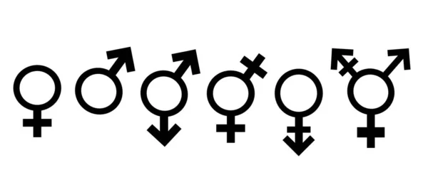 Homosexuální Heterosexuální Bisexuální Transgender Transsexuální Symbol Vektorová Silueta Bílém Pozadí — Stockový vektor