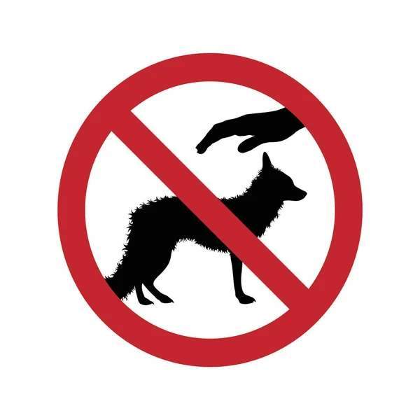 Vektorová Silueta Zákazu Dotýkat Lišky Bílém Pozadí Symbol Zvířete Zoo — Stockový vektor