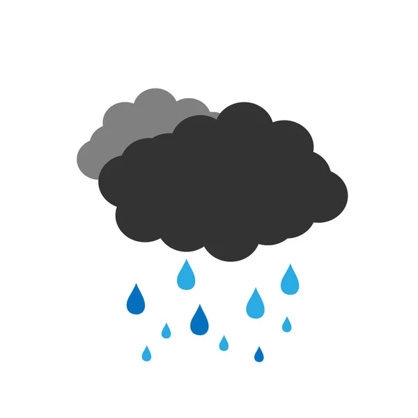 Symbol Cloudy Autumn Weather Vector Illustration Dark Cloud Rain White — Stock Vector