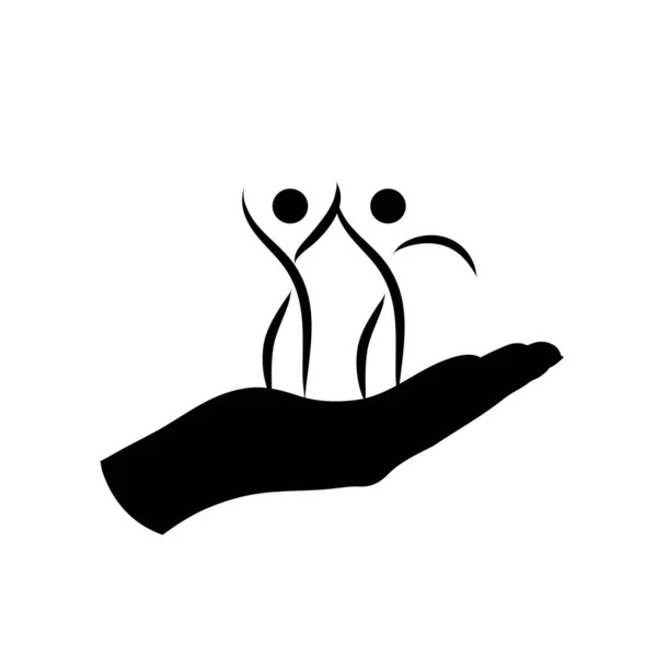 Illustration Der Menschen Pflege Symbol Vektorsilhouette Auf Weißem Hintergrund Symbol — Stockvektor