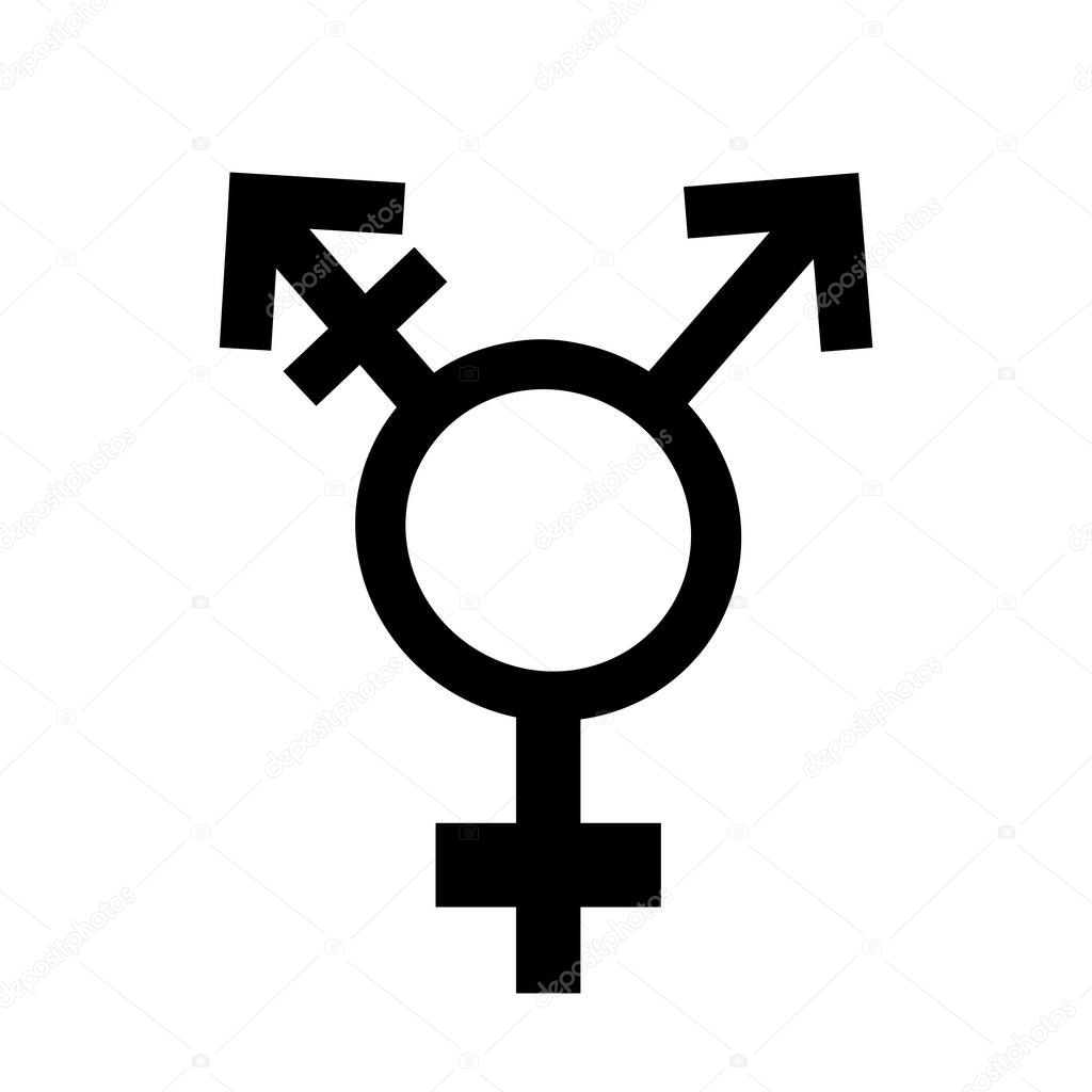 Symbol of homosexual, transsexual. Vector silhouette on white background. Icon of homosexuality and trassexuality. Illustration gay, transgender sign.