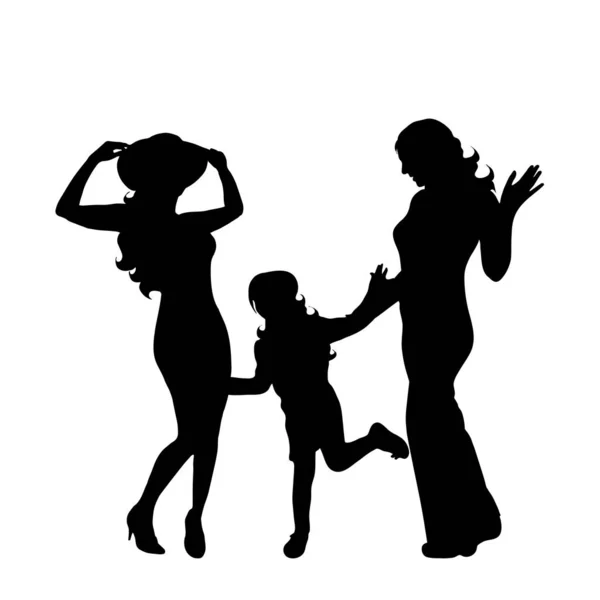 子供を持つ同性愛者の家族 白い背景のベクトルシルエット レズビアンアイコンのイラスト — ストックベクタ