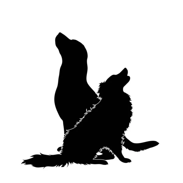 Sílhueta Vetorial Cão Gato Fundo Branco Símbolo Animal Veterinário — Vetor de Stock