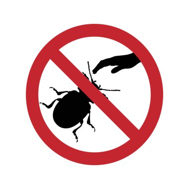 Beyaz arka planda Beatle 'a dokunma yasağının vektör silueti. Hayvanın sembolü, doğa, uyarı, böcek.
