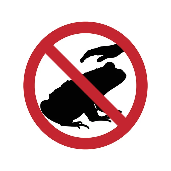 Векторный Силуэт Запрета Прикосновение Лягушки Белом Фоне Символ Животного Природы — стоковый вектор