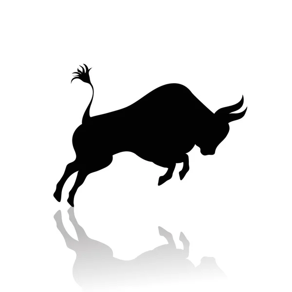 白色背景上公牛的矢量轮廓 动物与自然的象征 — 图库矢量图片