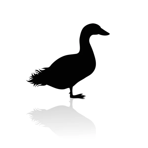 Silueta Vectorial Pato Sobre Fondo Blanco Símbolo Animal Naturaleza — Vector de stock