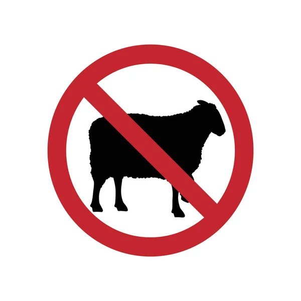 Vektorová Ilustrace Značky Zákazu Ovcí Bílém Pozadí Symbol Zvířete Vegetariána — Stockový vektor