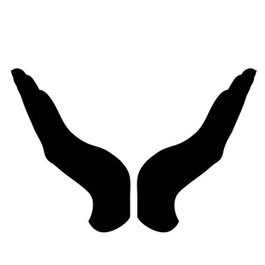 Savunma jestinde el silueti. İnsanlığın sembolü, özen, koruma.