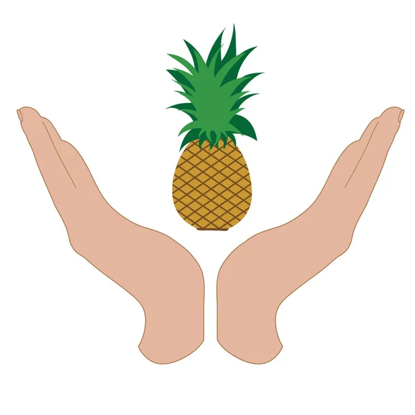 Silhouette Vettoriale Una Mano Gesto Difensivo Che Protegge Ananas Simbolo — Vettoriale Stock