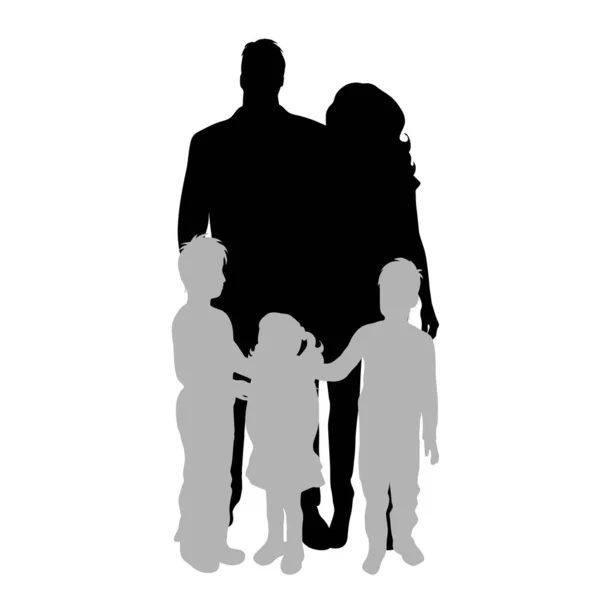Silhouette Vettoriale Famiglia Sfondo Bianco Simbolo Madre Padre Figlio Figlia — Vettoriale Stock