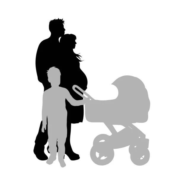 Vektor Silhouette Einer Familie Auf Weißem Hintergrund Symbol Für Mutter — Stockvektor