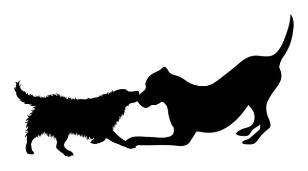 一对狗的矢量轮廓 白色背景动物朋友的象征 — 图库矢量图片
