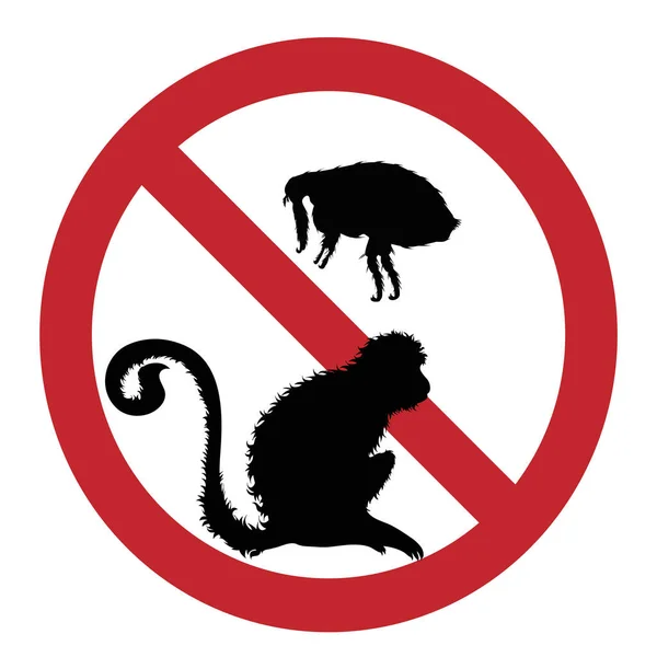 Ilustración Vectorial Marca Prohibición Pulgas Con Mono Sobre Fondo Blanco — Vector de stock