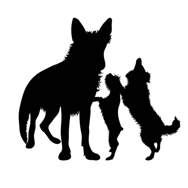 Silueta Vectorial Grupo Perros Símbolo Amigos Animales Sobre Fondo Blanco — Vector de stock