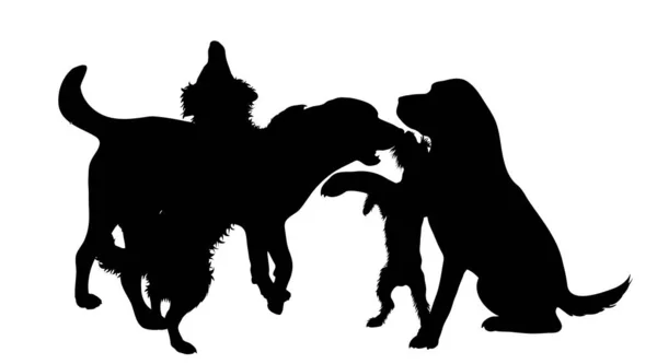 Vektor Silhuett Grupp Hundar Symbol För Djur Vänner Vit Bakgrund — Stock vektor