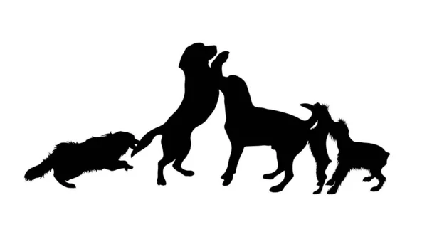 Vectorsilhouet Van Een Groep Honden Symbool Van Dierenvrienden Witte Achtergrond — Stockvector
