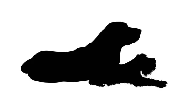 Silueta Vectorial Pareja Perros Símbolo Amigos Animales Sobre Fondo Blanco — Vector de stock