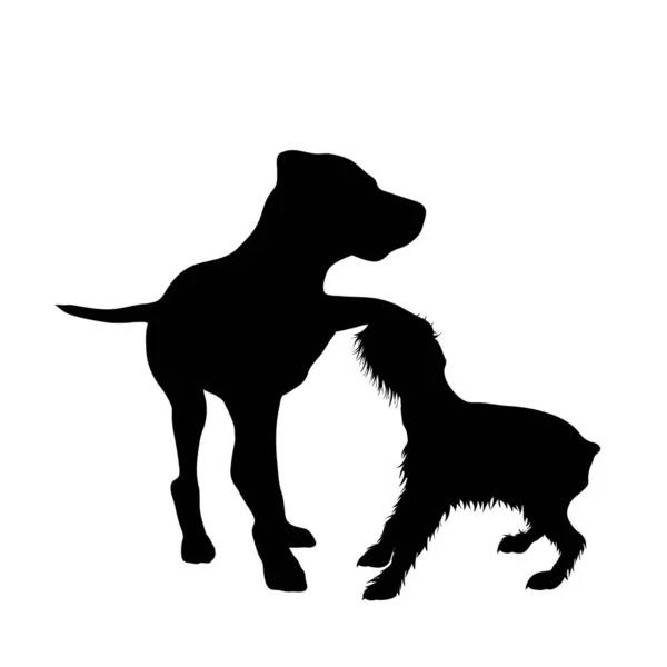 Vector Silhouette Couple Dogs Symbol Animal Friends White Background — Stock Vector