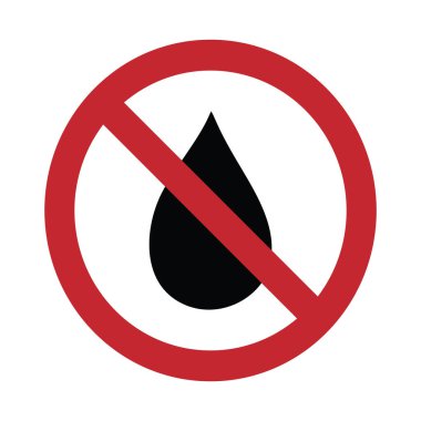 Vektör silueti beyaz arka planda su izi israfı yok. Duruşun sembolü, içki yasağı, uyarı, içki.