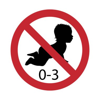 Beyaz arka planda 3 yaşın altındaki çocuklar için vektör silueti değil. Durmanın, yasağın, uyarının sembolü, çocuk.,