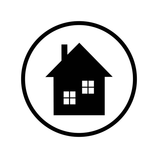 Vector Silhouette House White Background Symbol Home Building Real Estate — Stock Vector