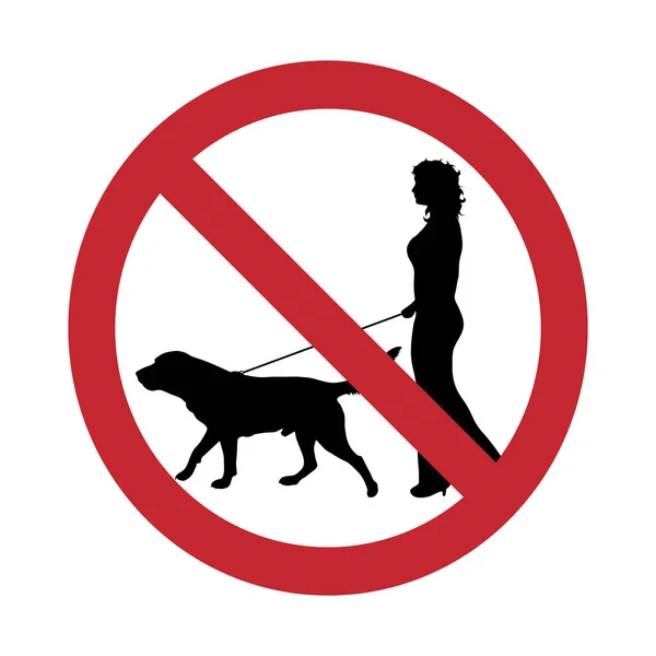 Векторный Силуэт Записи Знаком Собаки Белом Фоне Symbol Stop Prohibition — стоковый вектор
