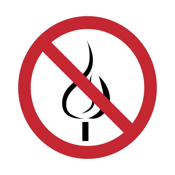 Vektorsilhouette Verbotsschild Mit Offenem Feuer Auf Weißem Hintergrund Symbol Der — Stockvektor
