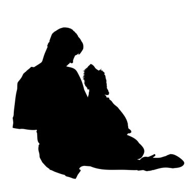 Bir köpek ile kadın silüeti