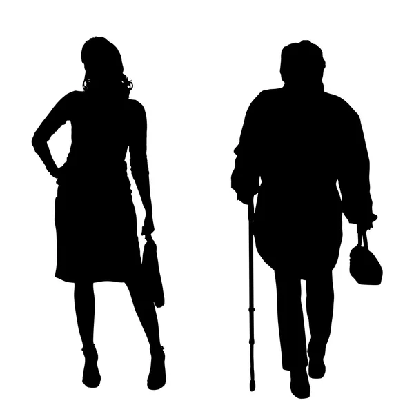 Silhouette de femmes âgées et jeunes . — Image vectorielle