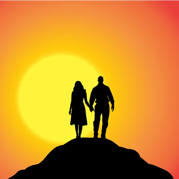 Vector silhouette of couple. — Stock Vector