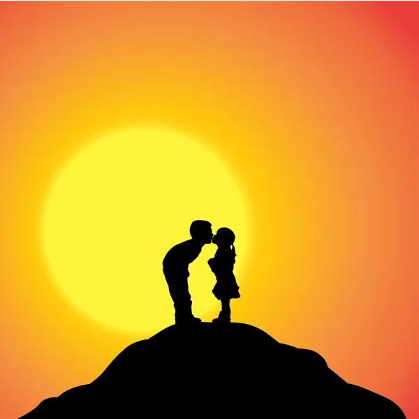 Vector silhouette of couple. — Stock Vector