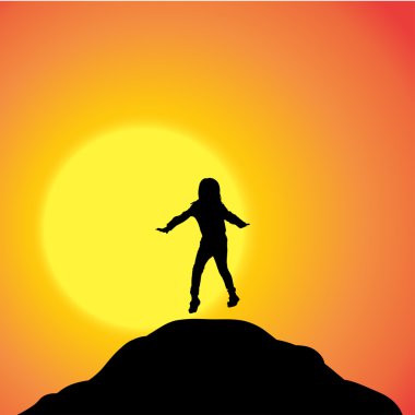 Kızın siluet vektör. 