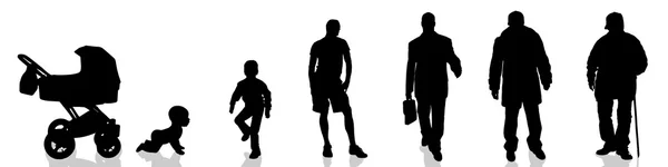 Silhouet van generaties mensen. — Stockvector