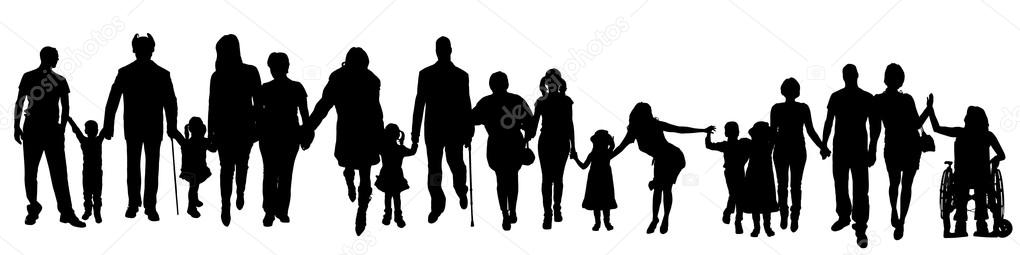 Silhouette of a group of people.