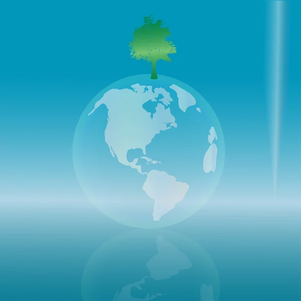Globe vectoriel qui pousse sur un arbre . — Image vectorielle