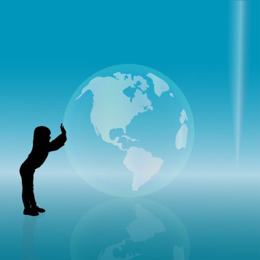 Küçük bir kızın vektör silueti.