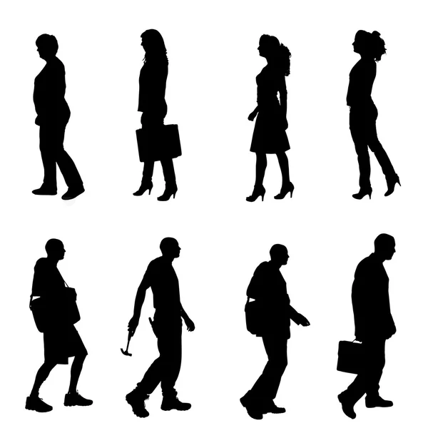 Vector silhouettes of different people. — Stock Vector