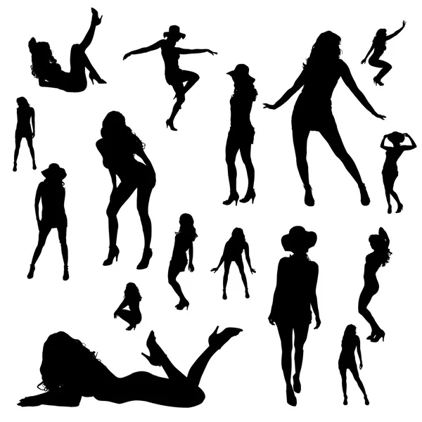 Seksi kızlar Vector silhouettes. — Stok Vektör