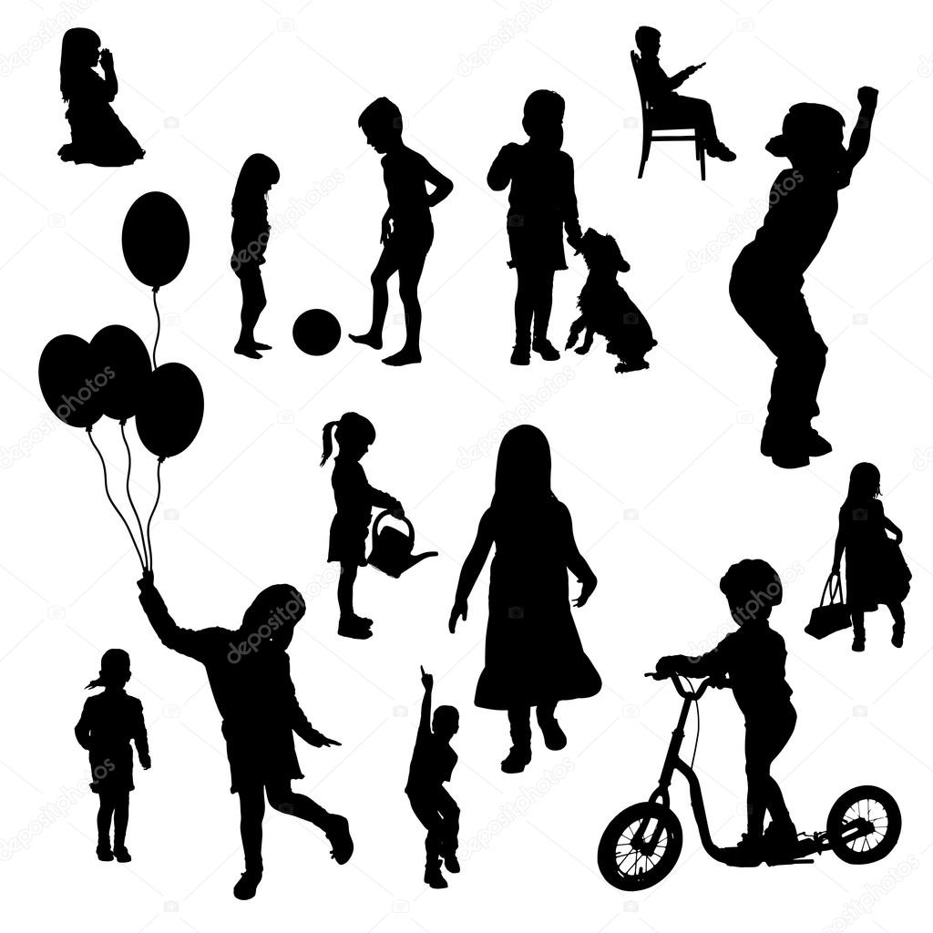 Vector silhouettes of children.