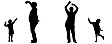 Vektör silhouette kadın ve çocuk.