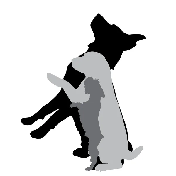 Silhouet van een honden — Stockvector