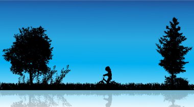 çocukların siluet vektör.