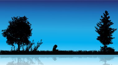 çocukların siluet vektör.